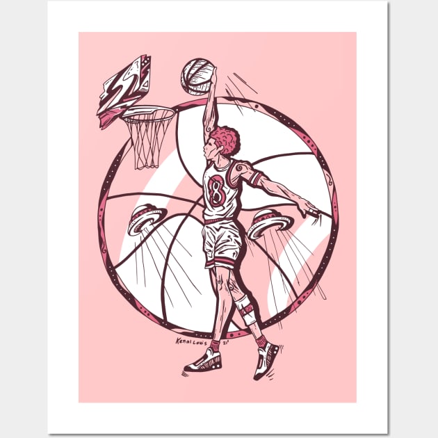 Pink and White Legendary Baller Number 8 Wall Art by kenallouis